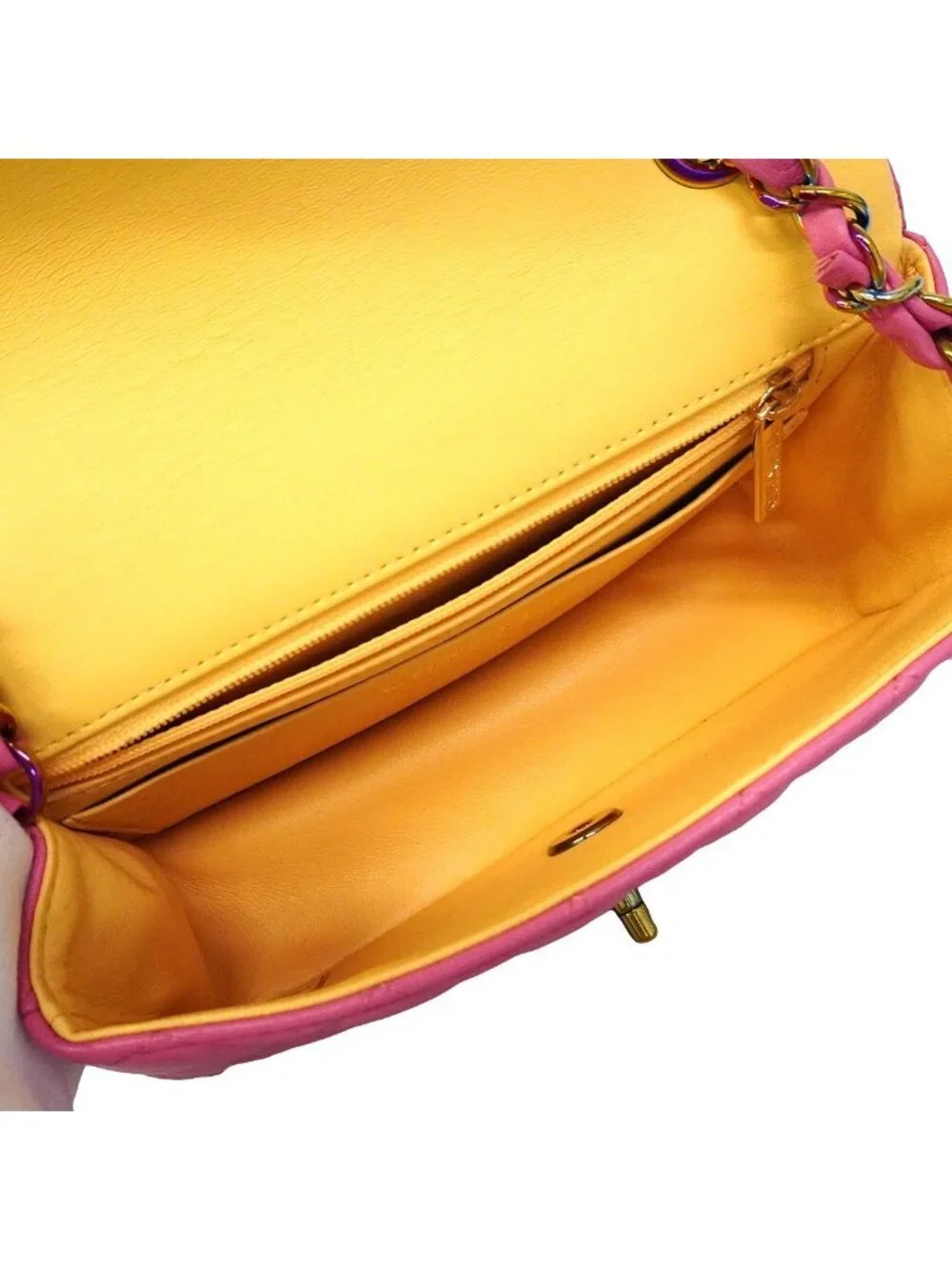 Chanel Shoulder Bag Quilted Lambskin Pink Champagne Gold